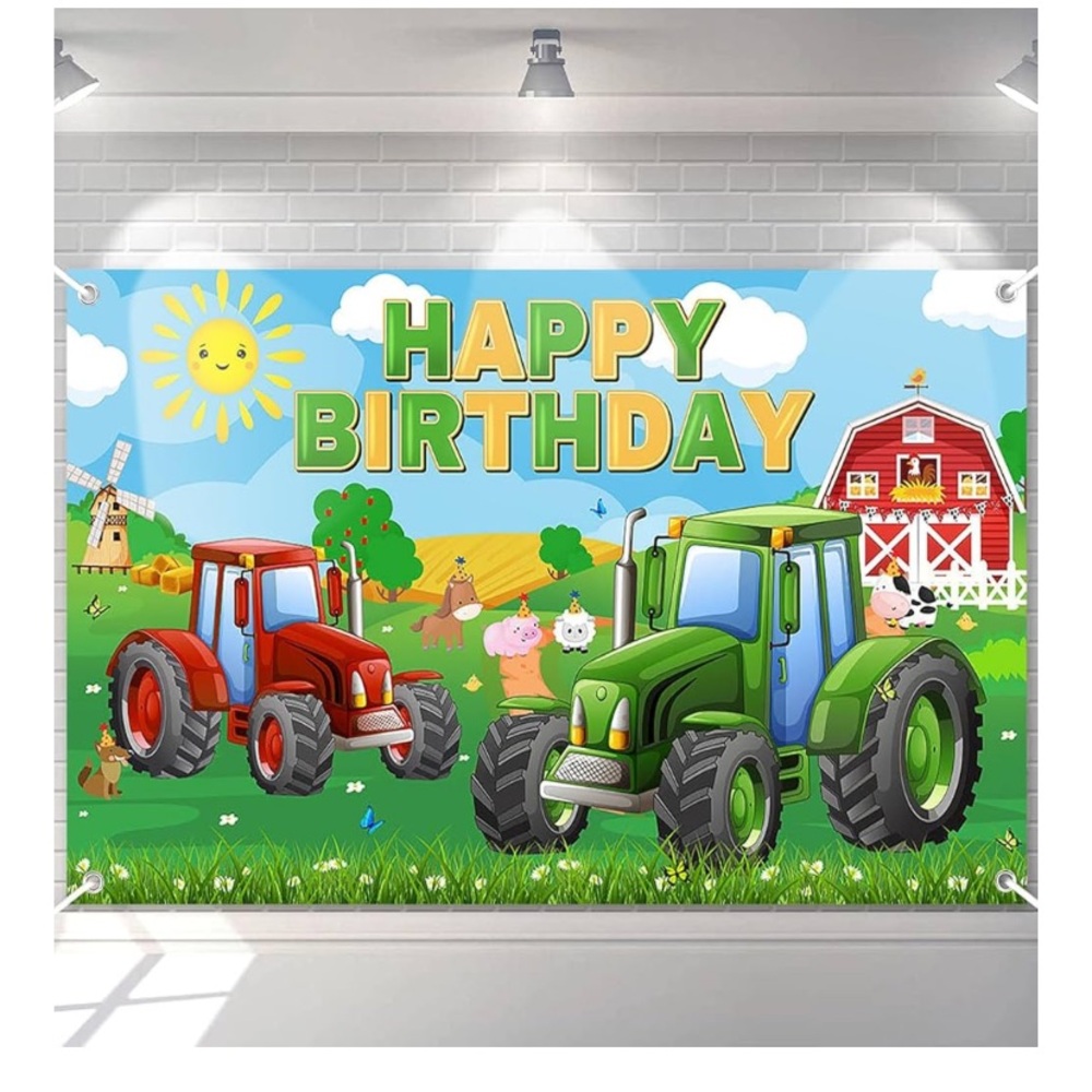 Farm Tractor Birthday Party Backdrop